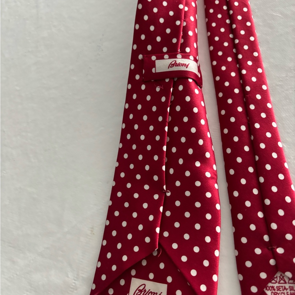 Brioni silk  Tie - Red with White Polka Dots